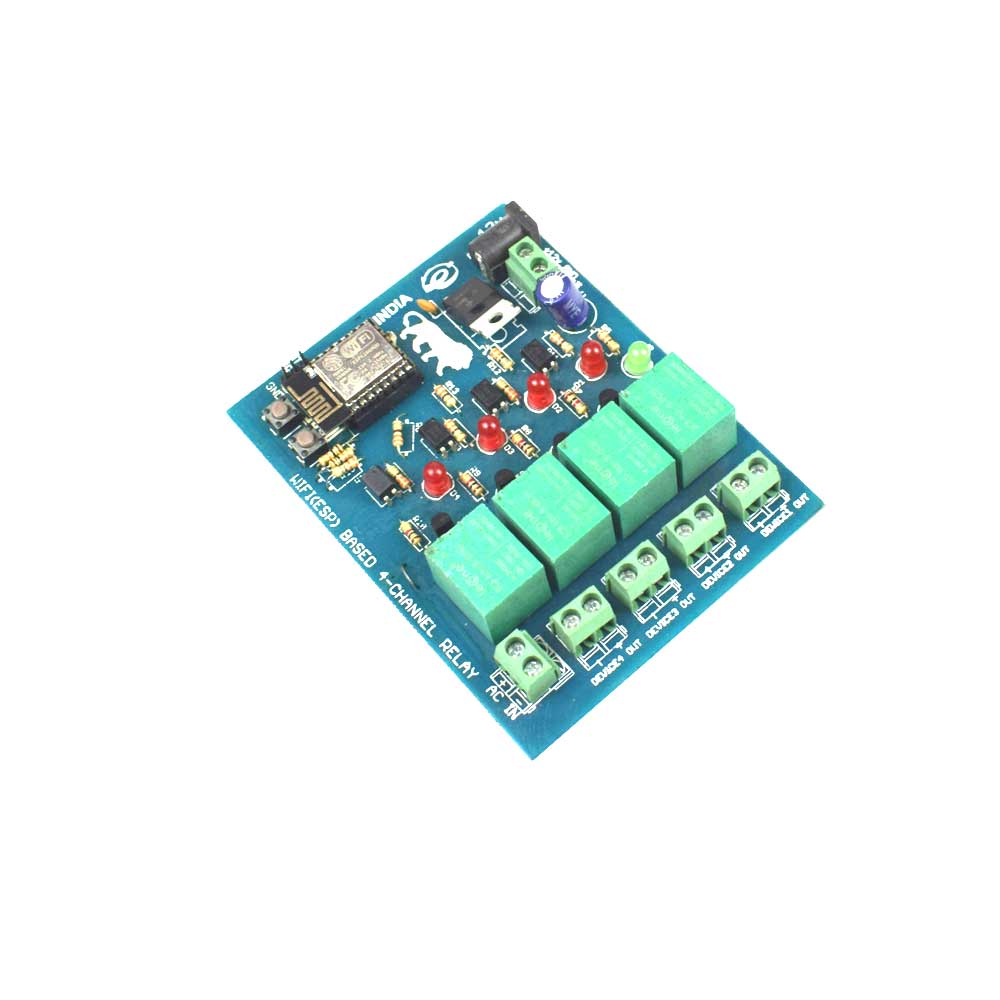 ESP8266 Wi-Fi Based 4-Channel Relay Home Automation Module - Electra Traders | Electronic Components & Gadgets India