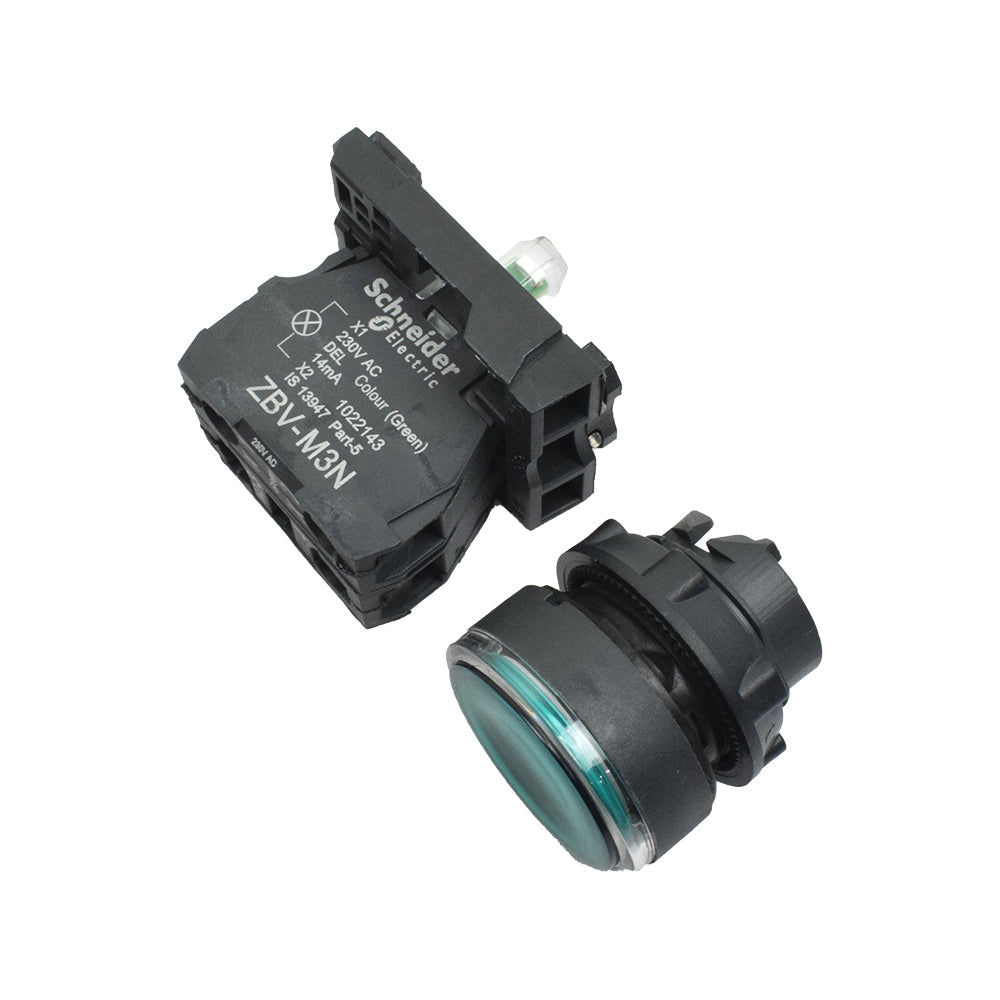 XB5AW33M1N 230V Illuminated Green Push Button with Screw Clamp - Electra Traders | Electronic Components & Gadgets India