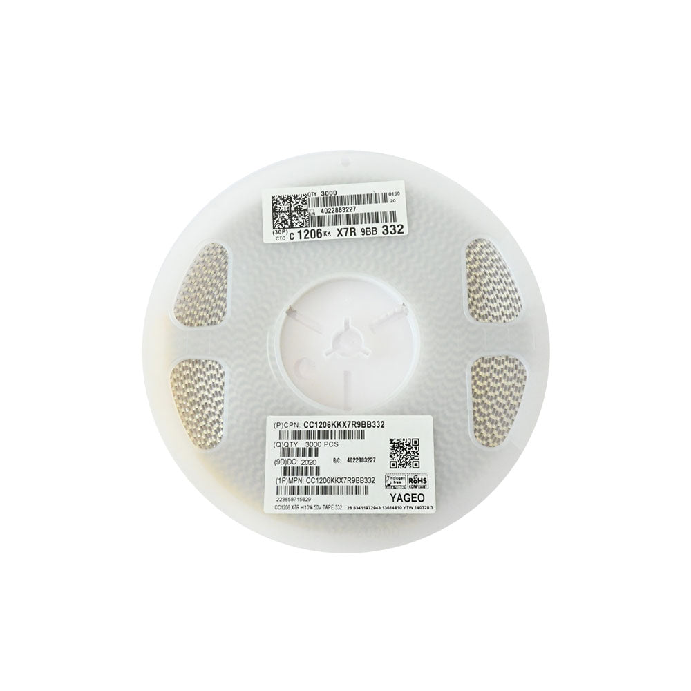 YAGEO 3300pf 3.3nf 50V 1206 SMD Capacitor (Pack of 3000) - Electra Traders | Electronic Components & Gadgets India