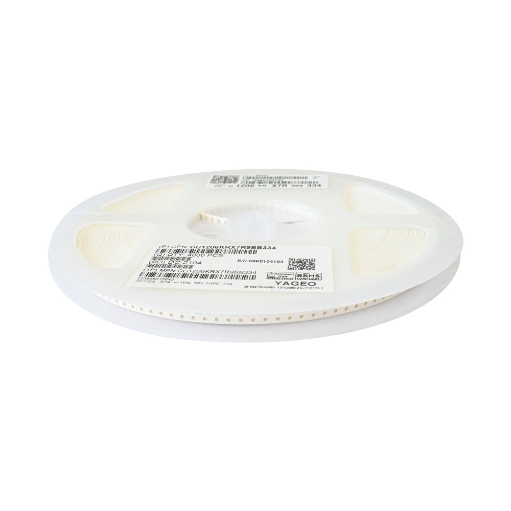 YAGEO 330nf 0.33uf 50V 1206 SMD Capacitor (Pack of 4000) - Electra Traders | Electronic Components & Gadgets India