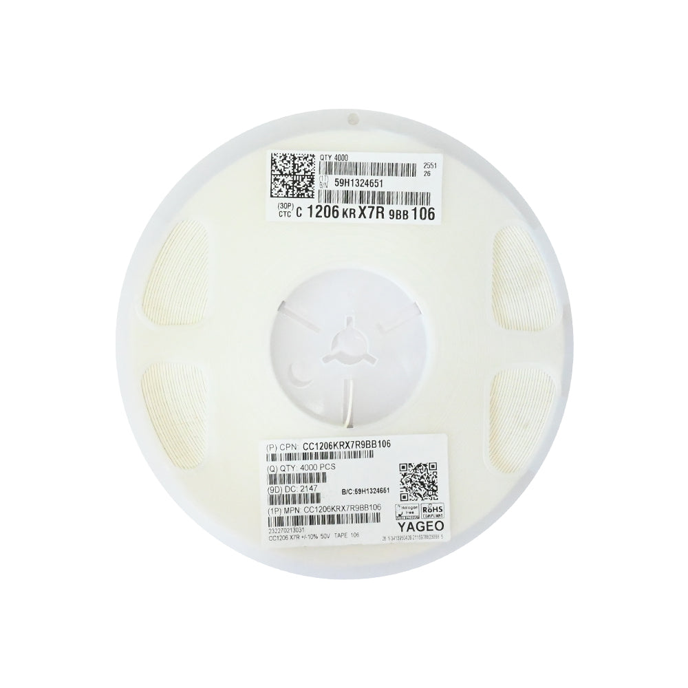 YAGEO 10uf 50V 1206 SMD Capacitor (Pack of 4000) - Electra Traders | Electronic Components & Gadgets India