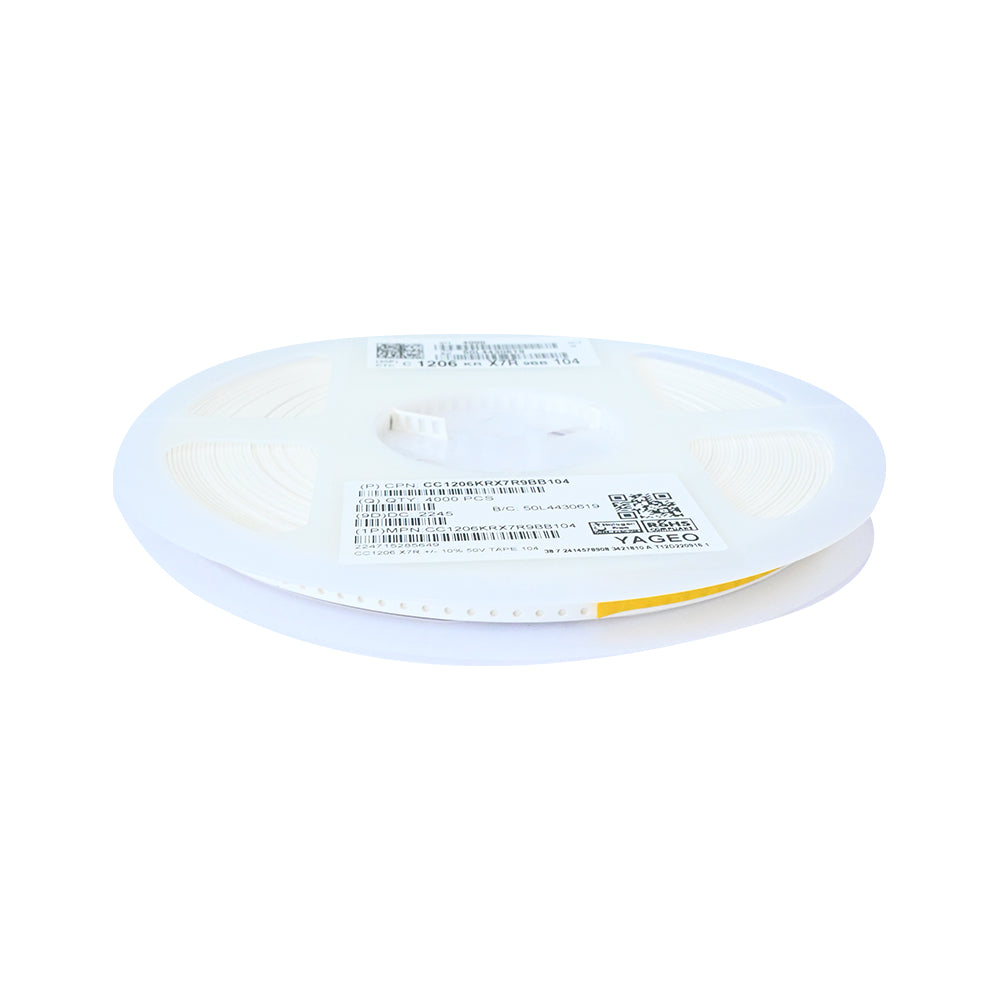 YAGEO 100nf 0.1uf 50V 1206 SMD Capacitor (Pack of 4000) - Electra Traders | Electronic Components & Gadgets India