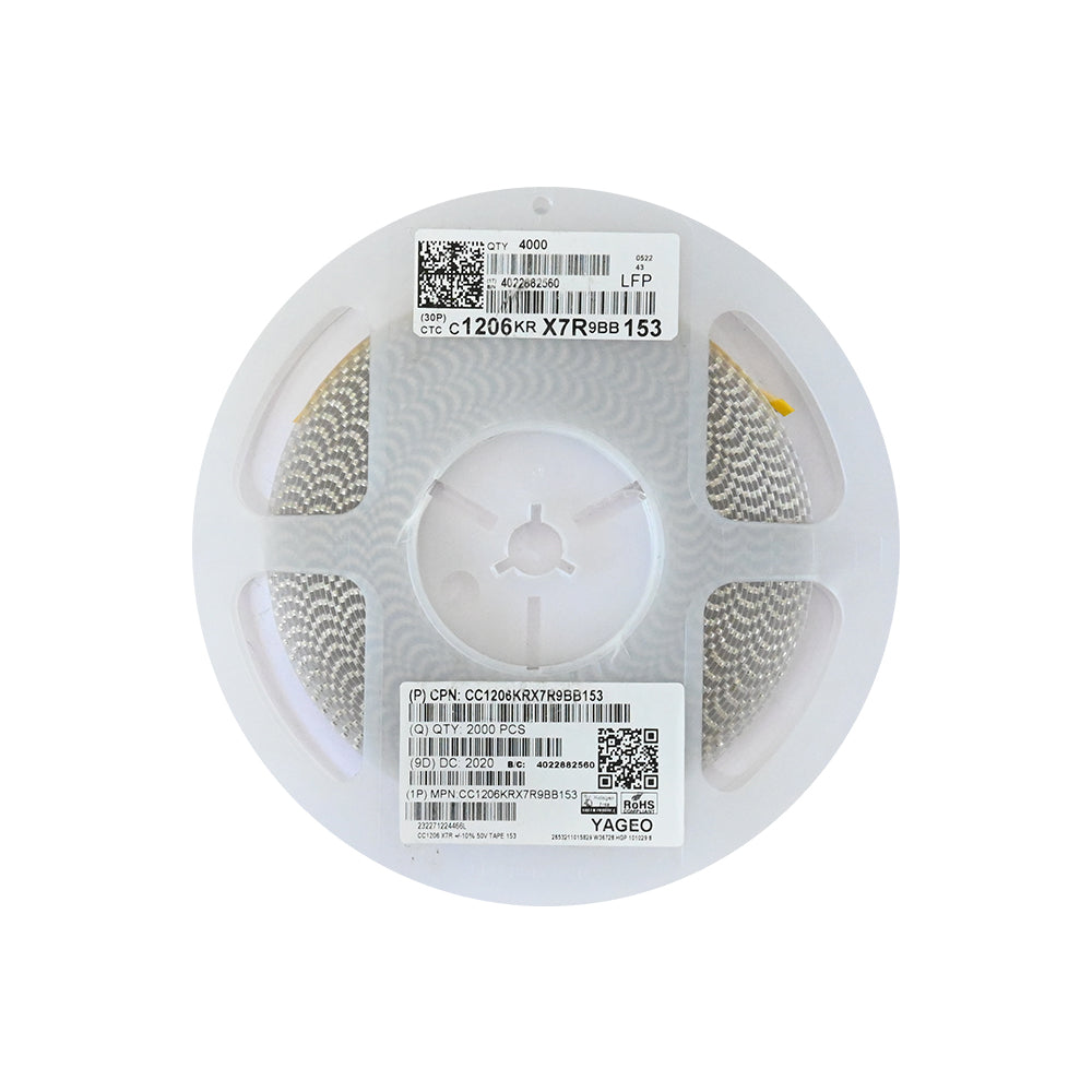 YAGEO 15nf 153 50V 1206 SMD Capacitor (Pack of 2000) - Electra Traders | Electronic Components & Gadgets India