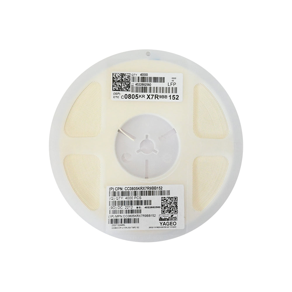 YAGEO 1.5nf 50V 0805 SMD Capacitor (Pack of 4000) - Electra Traders | Electronic Components & Gadgets India