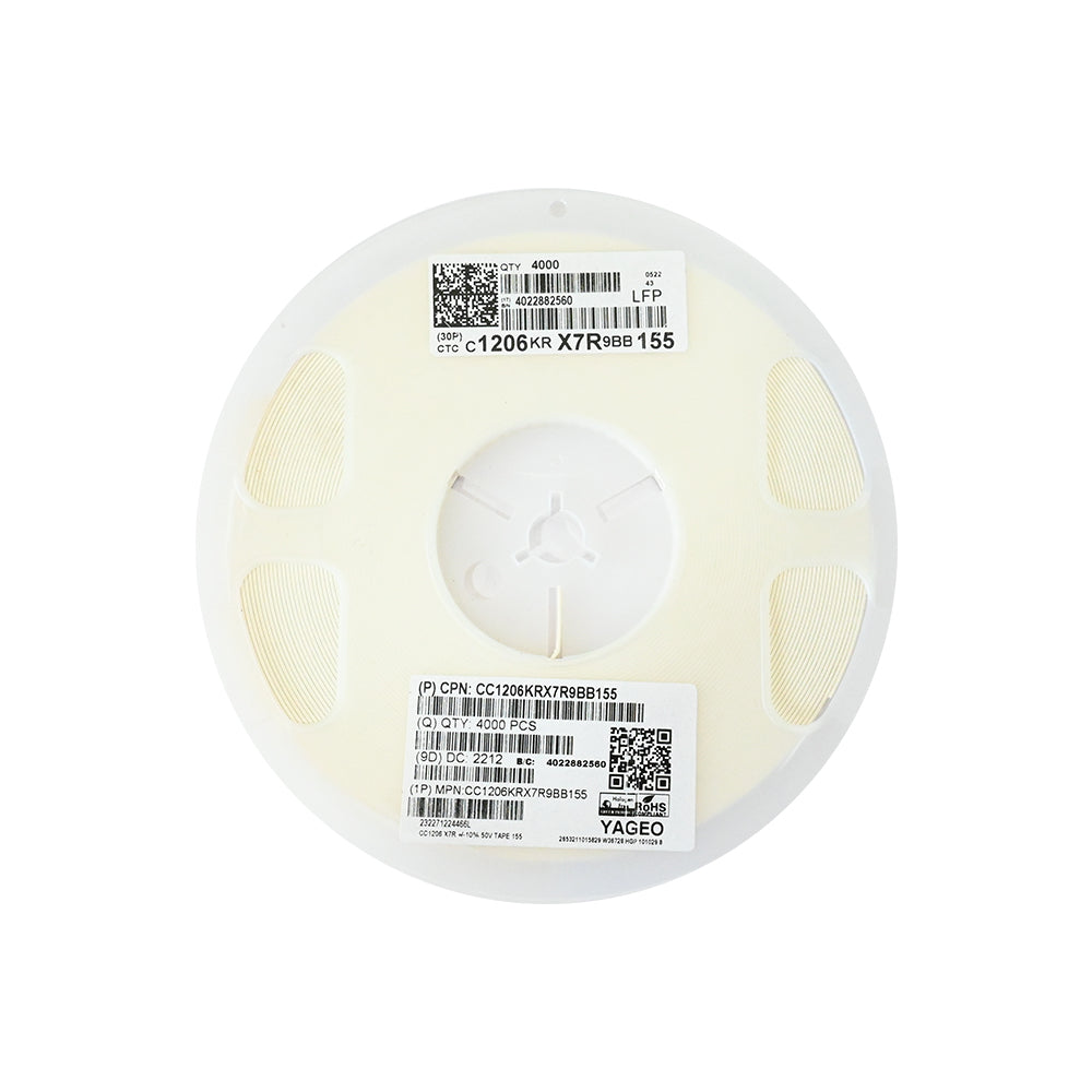 YAGEO 155 1.5uf 50V 1206 SMD Capacitor (Pack of 4000) - Electra Traders | Electronic Components & Gadgets India