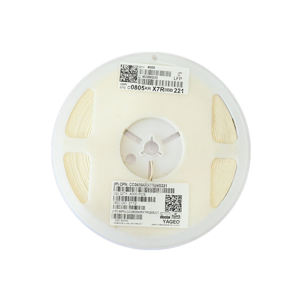 YAGEO 220pf 0.22nf 50V 0805 SMD Capacitor (Pack of 4000) - Electra Traders | Electronic Components & Gadgets India