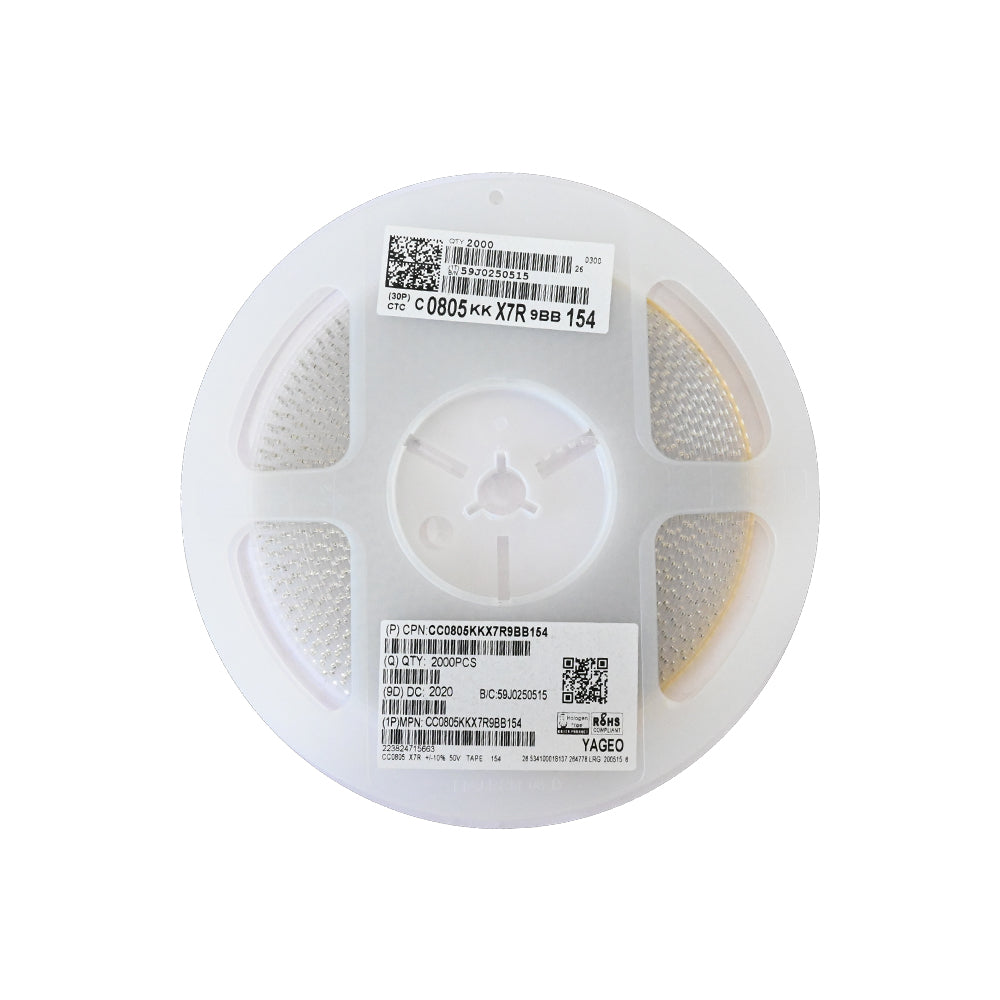 YAGEO 150nf 0.15uf 50V 0805 SMD Capacitor (Pack of 2000) - Electra Traders | Electronic Components & Gadgets India