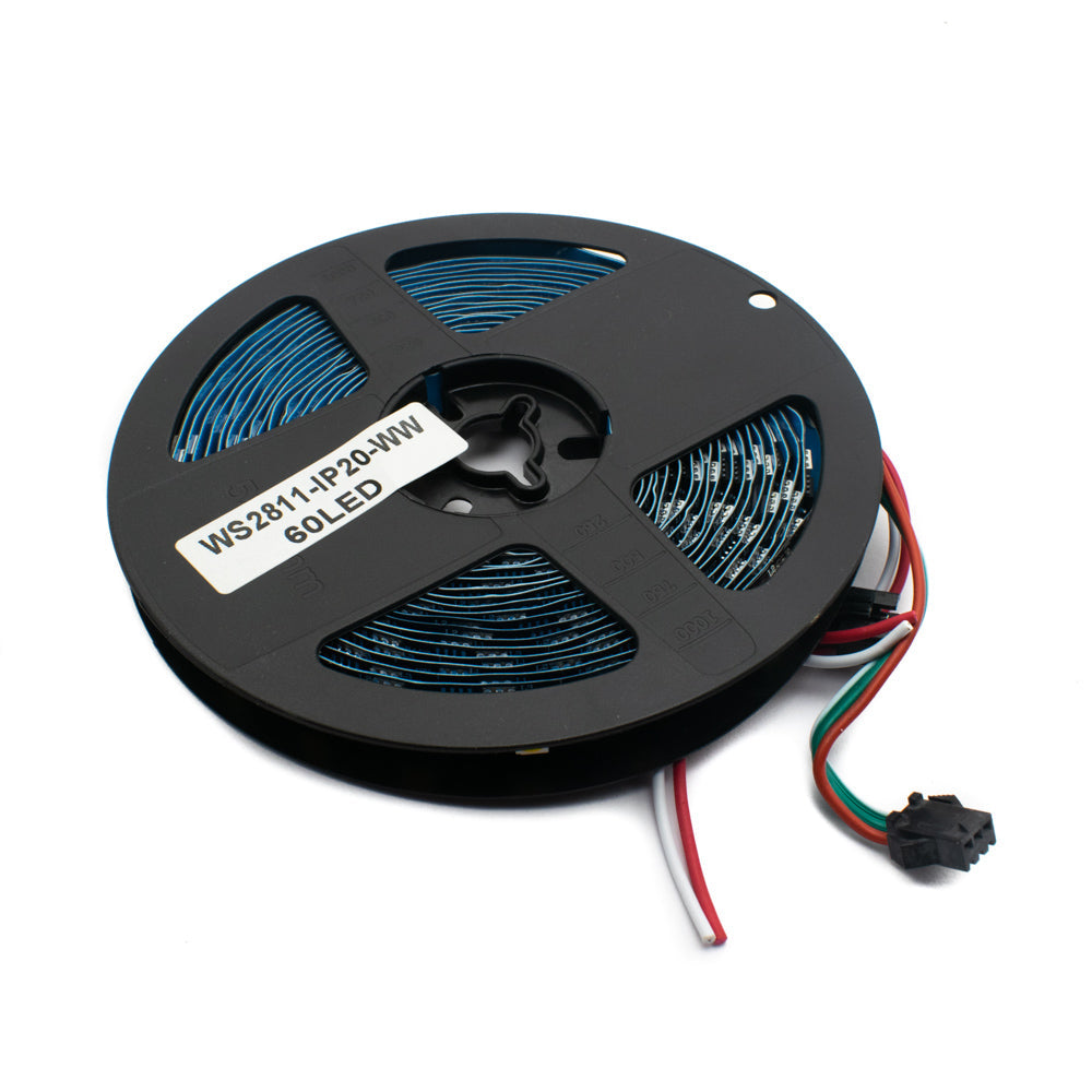 WS2811 60 LEDs/m Warm White Addressable LED Pixel Strip Light 12V DC Programmable (Non-Waterproof) 5 Meter - Electra Traders | Electronic Components & Gadgets India