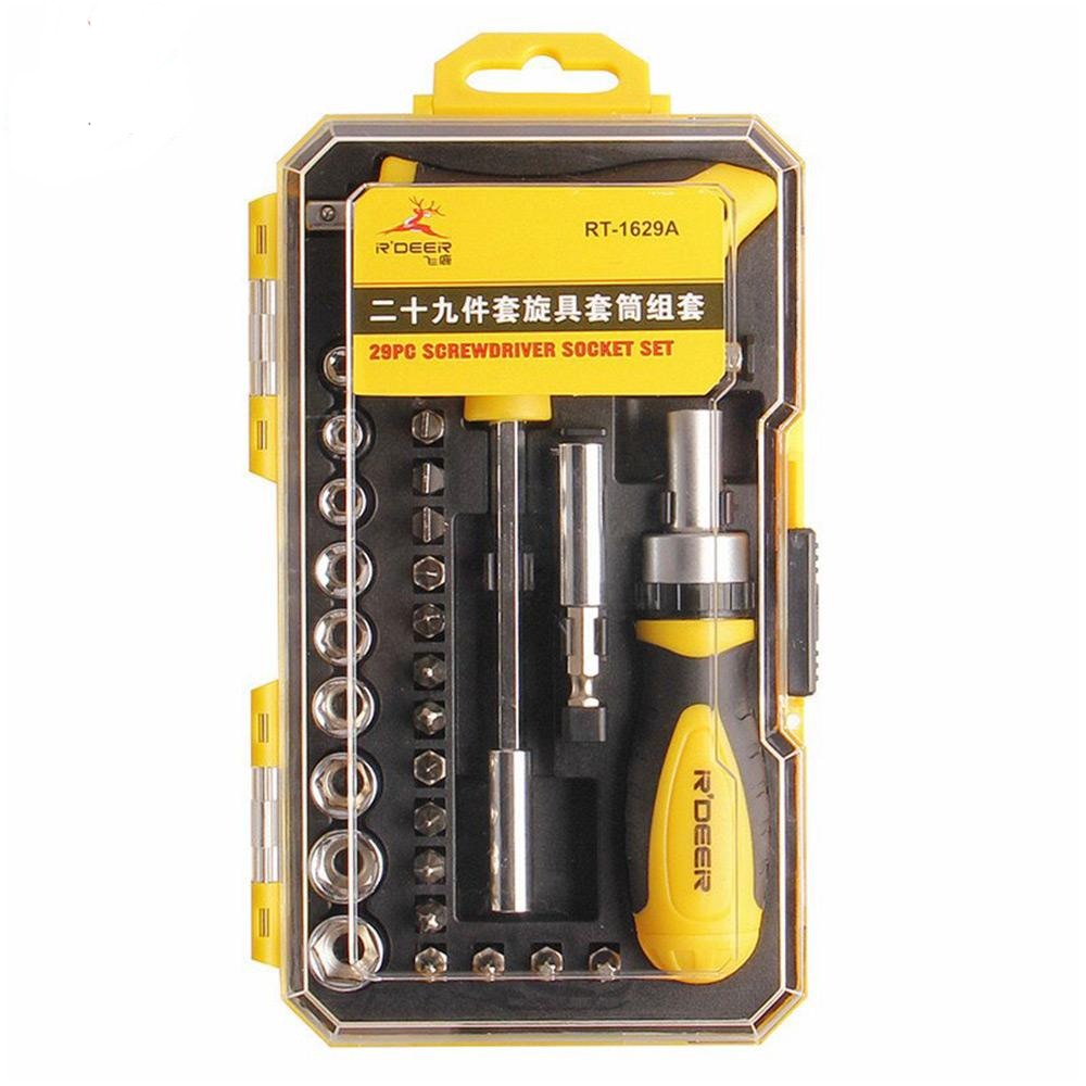 R'DEER (Flying Deer) 29 Pieces Ratchet Screwdriver Bit & T-Handle Tools Set (RT-1629A) - Good Quality - Electra Traders | Electronic Components & Gadgets India