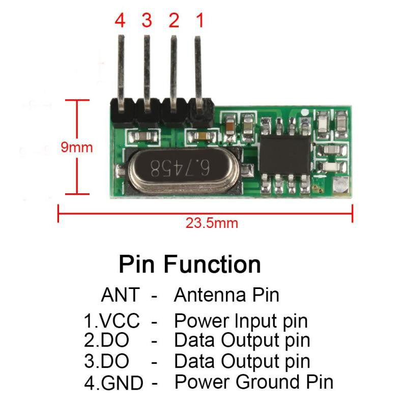 RF Receiver Module 433MHz 433.92MHz RX217 RX500 with antenna - Electra Traders | Electronic Components & Gadgets India
