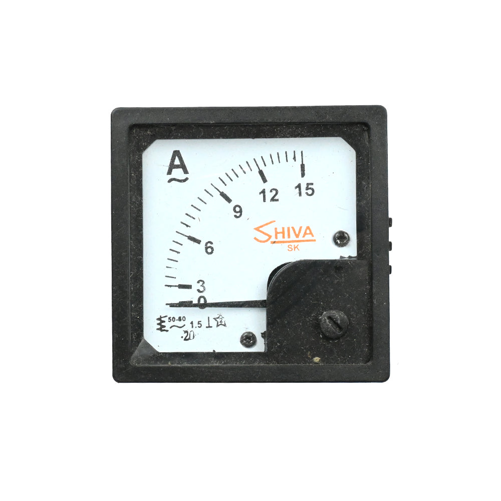 Shiva 0-15A 72x84x53mm Square Shape Analog Ammeter - Electra Traders | Electronic Components & Gadgets India
