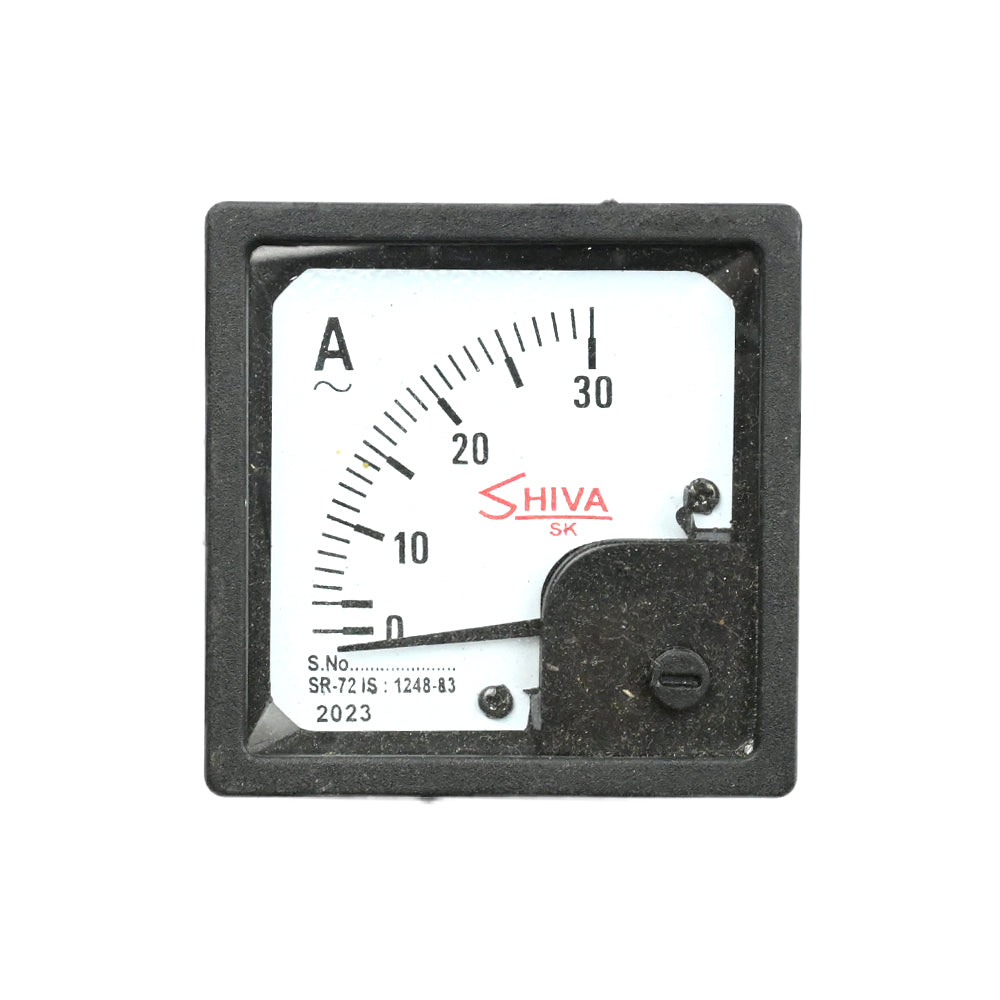 Shiva 0-30A 72x72x53mm Square Shape Analog Ammeter - Electra Traders | Electronic Components & Gadgets India