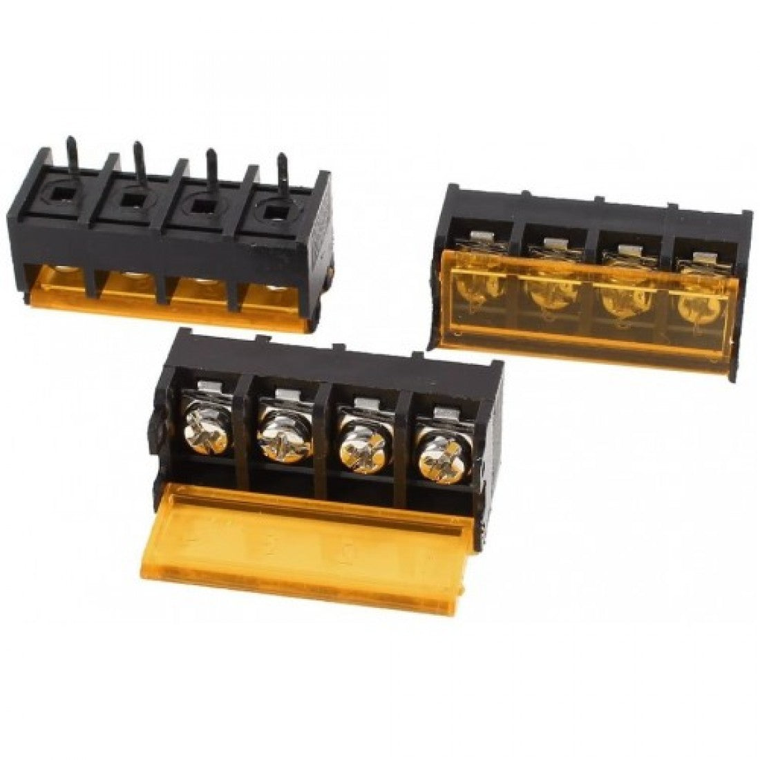 ZHONGA HB9500-9.5-4P 9.5mm Pitch 4-pin Barrier Terminal Connector with Flap Cover Lid 300V 30A - Electra Traders | Electronic Components & Gadgets India