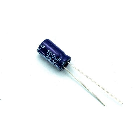 100 uF 25V Polar Capacitors - Electra Traders | Electronic Components & Gadgets India