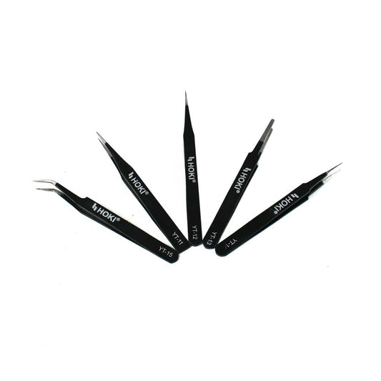 HOKI Anti-static Stainless Steel ESD Precision Tweezers Set (Black) - Electra Traders | Electronic Components & Gadgets India