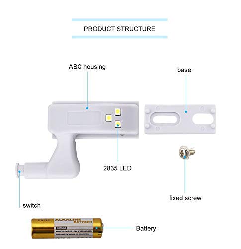 LED Smart Touch Induction Cabinet Light Cupboard Inner Hinge Lamp Sensor Light Night Light for Closet Wardrobe(Pack of 4 Pieces) - Electra Traders | Electronic Components & Gadgets India