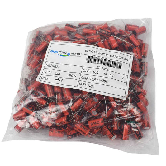 100µF 63V Electrolytic Capacitor - Electra Traders | Electronic Components & Gadgets India
