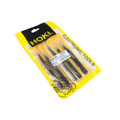 HOKI Anti-static Stainless Steel ESD Precision Tweezers Set (Black) - Electra Traders | Electronic Components & Gadgets India