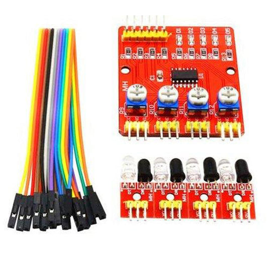 4 Channel Infrared Tracking Module - Electra Traders | Electronic Components & Gadgets India