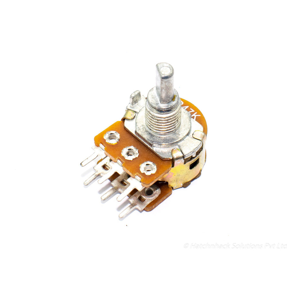 47k ohm Dual Gang Rotary Potentiometer - 6 Pin D Type Shaft - Electra Traders | Electronic Components & Gadgets India