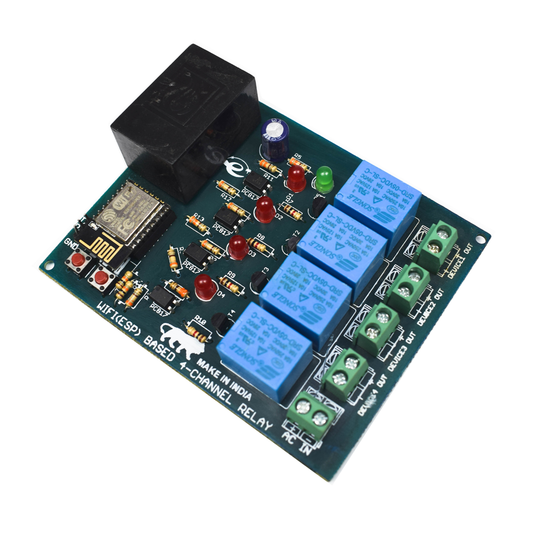 ESP8266 Wi-Fi Based 4-Channel Relay Module with Inbuild AC-DC Adaptor - Electra Traders | Electronic Components & Gadgets India