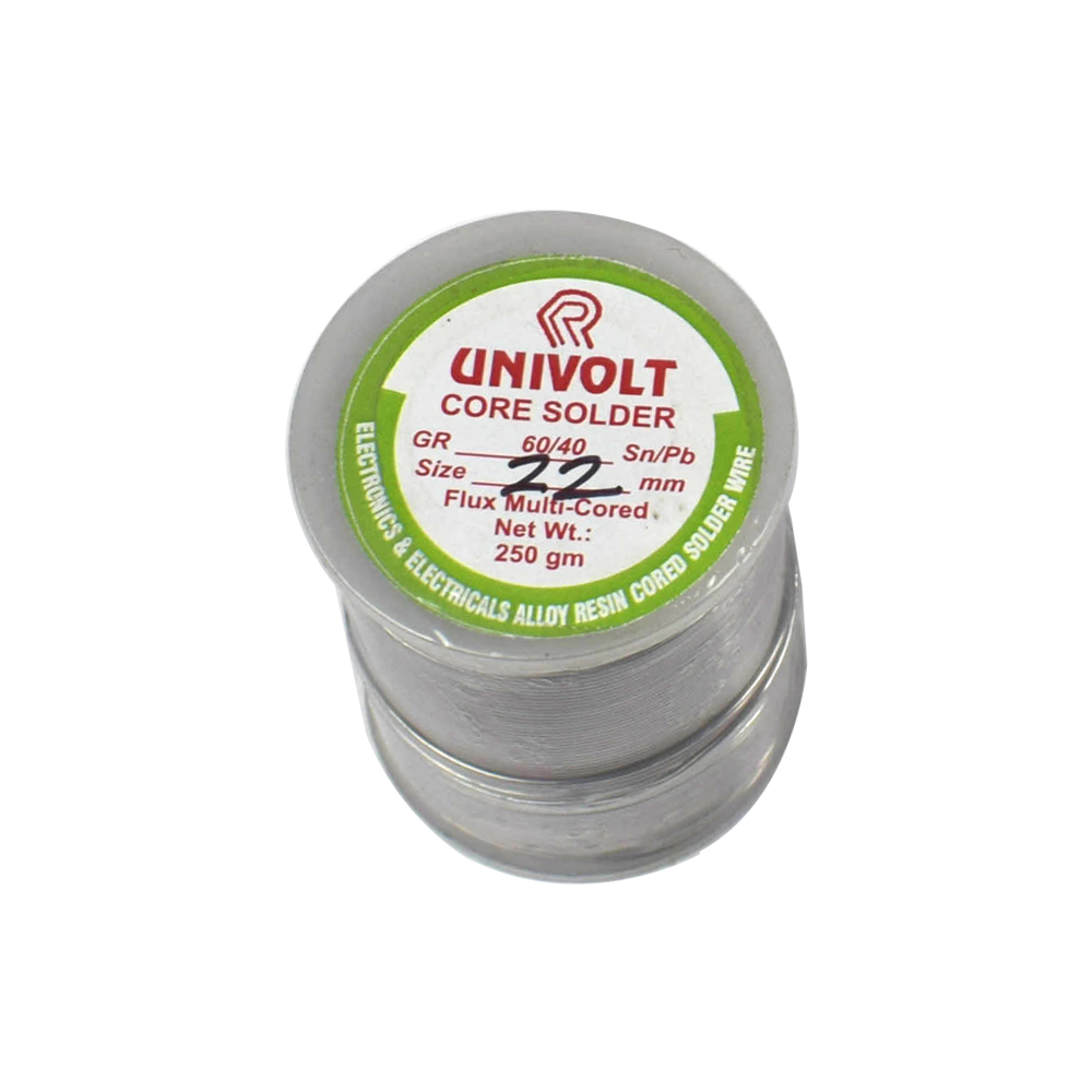 Univolt 60/40 (Tin/Lead) Solder Wire 22 SWG 250gms - Electra Traders | Electronic Components & Gadgets India