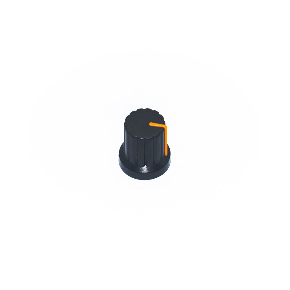 Black & Orange Plastic Knob for 6mm Knurled Shaft Potentiometer - Electra Traders | Electronic Components & Gadgets India