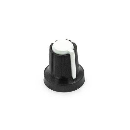 Black & White Plastic Knob for 6mm Knurled Shaft Potentiometer - Electra Traders | Electronic Components & Gadgets India