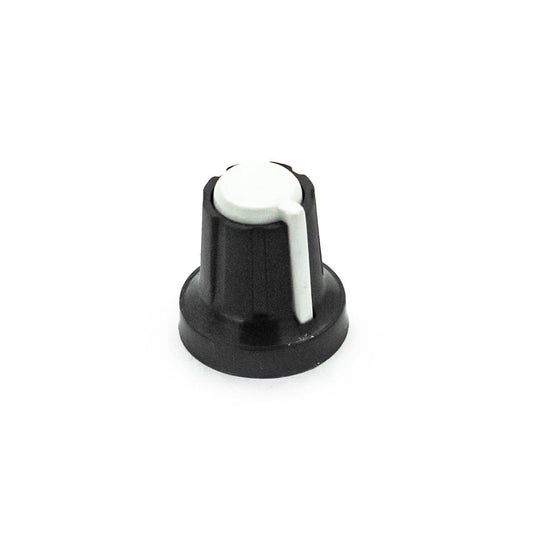 Black & White Plastic Knob for 6mm Knurled Shaft Potentiometer - Electra Traders | Electronic Components & Gadgets India