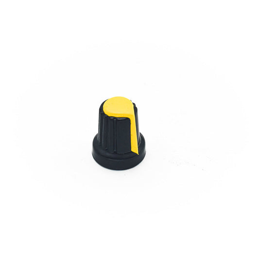 15mm x 17mm Black & Yellow Plastic Knob for 6mm Knurled Shaft Potentiometer - Electra Traders | Electronic Components & Gadgets India