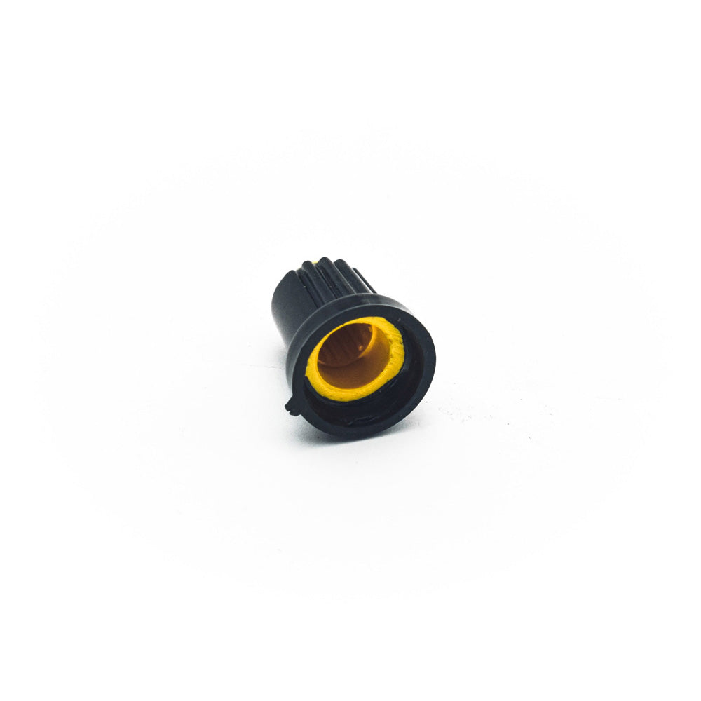 15mm x 17mm Black & Yellow Plastic Knob for 6mm Knurled Shaft Potentiometer - Electra Traders | Electronic Components & Gadgets India