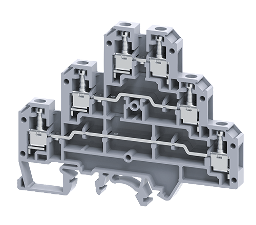 Connectwell CTL2.5U 2.5 sq. mm 3 Level Screw Clamp Terminal Block - Electra Traders | Electronic Components & Gadgets India