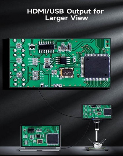 10 Inch Display Digital Microscope 1200X(GI LP101)-with HDMI/USB output Extra Led Lights and Batteries - Electra Traders | Electronic Components & Gadgets India