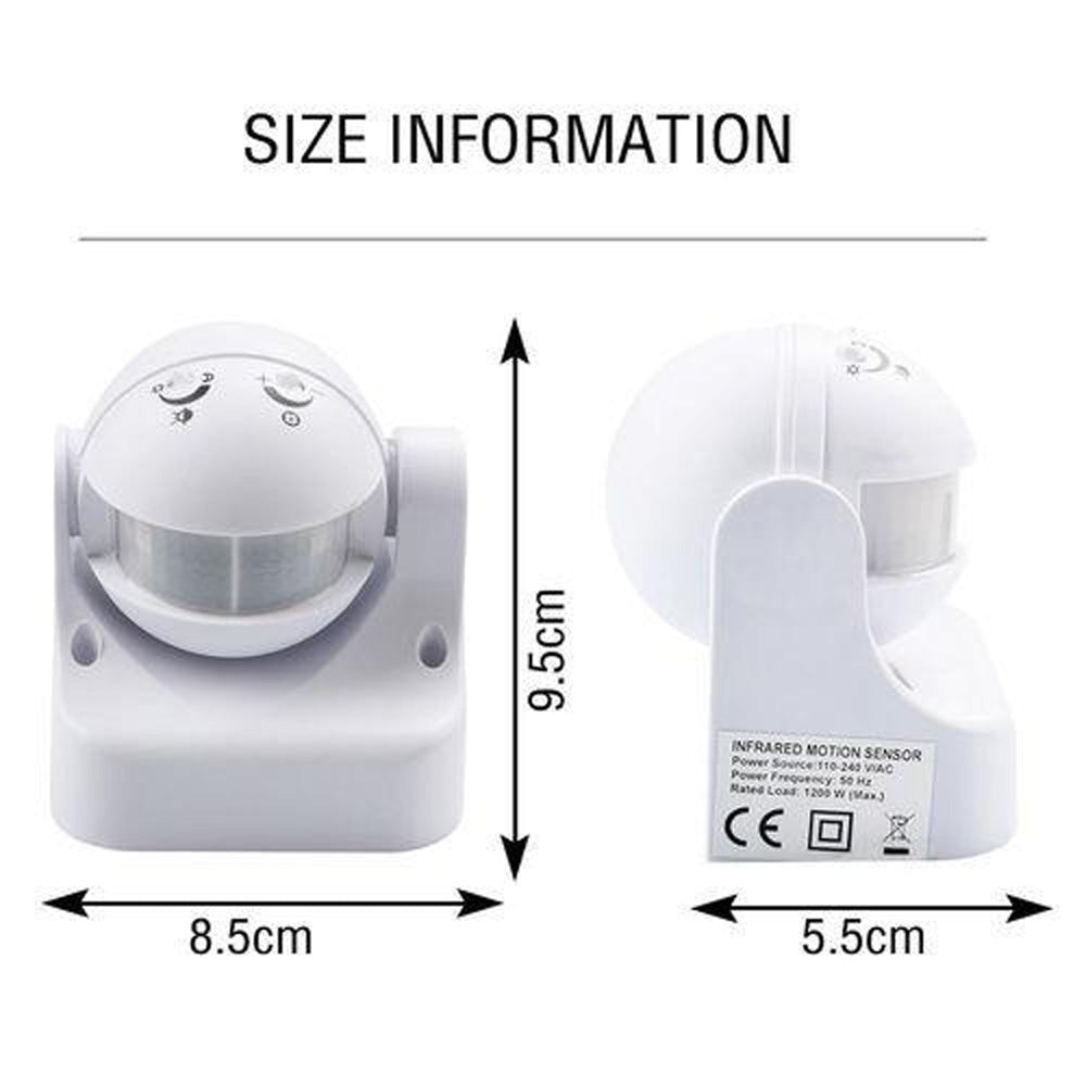220-240V AC Wall Mounted 180° PIR Infrared Motion Sensor Detector - Electra Traders | Electronic Components & Gadgets India