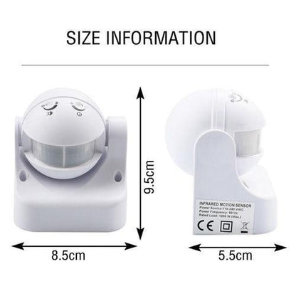 220-240V AC Wall Mounted 180° PIR Infrared Motion Sensor Detector - Electra Traders | Electronic Components & Gadgets India