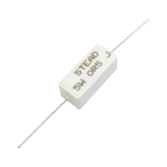 Stead 0.5 Ohm 5W 0R5 Wire Wound Ceramic Resistor - Electra Traders | Electronic Components & Gadgets India