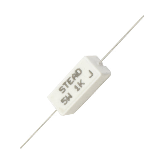 Stead 1K Ohm 5W 1000E Wire Wound Ceramic Resistor - Electra Traders | Electronic Components & Gadgets India