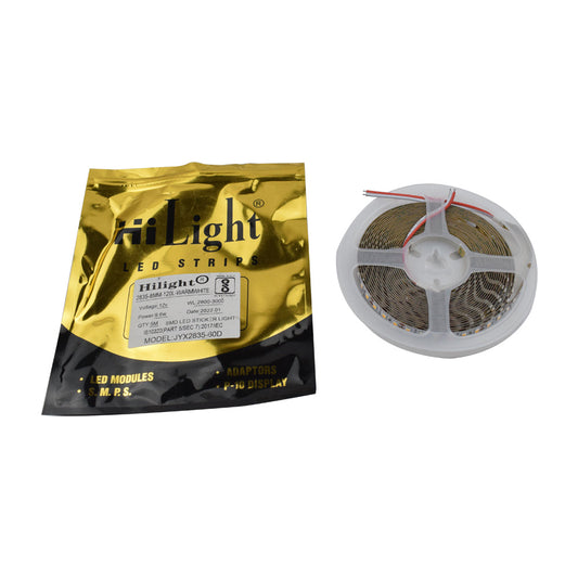HiLight 12V 9.6W Warm White 8MM 5 Meter LED Strip in 2835 Package - Electra Traders | Electronic Components & Gadgets India