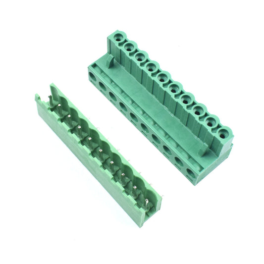 10 Pin Male and Female Pluggable Terminal Connector Right Angle Pitch 5.08mm - Electra Traders | Electronic Components & Gadgets India