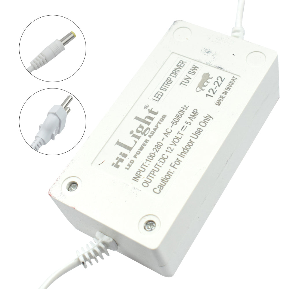 HiLight 12V 5A Power Adaptor LED Strip Driver - Electra Traders | Electronic Components & Gadgets India
