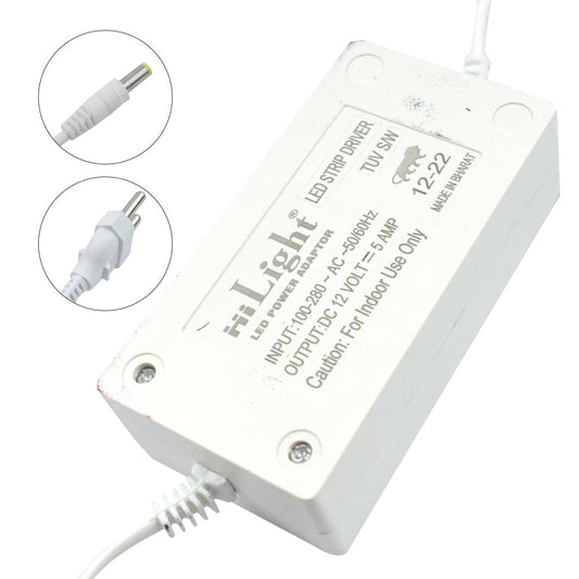 HiLight 12V 5A Power Adaptor LED Strip Driver - Electra Traders | Electronic Components & Gadgets India