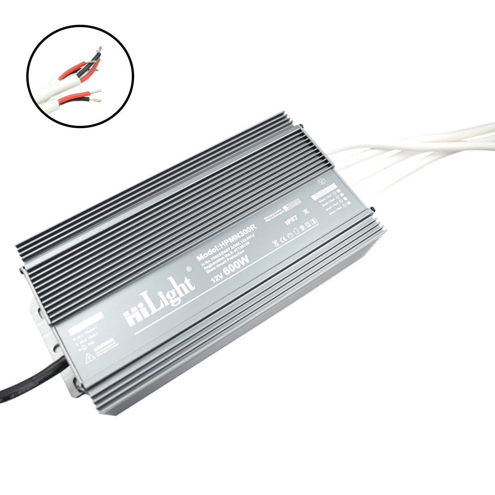 HiLight 600W 12V 4 Output IP67 Waterproof LED Drive Power Supply - Electra Traders | Electronic Components & Gadgets India