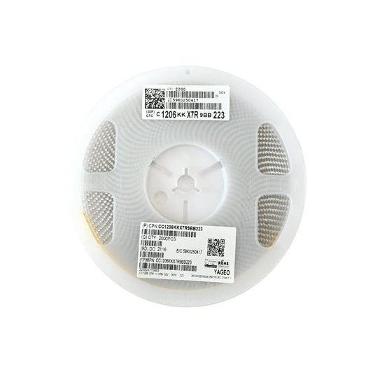 YAGEO 22nf 0.22uf 50V 1206 SMD Capacitor (Pack of 2000) - Electra Traders | Electronic Components & Gadgets India