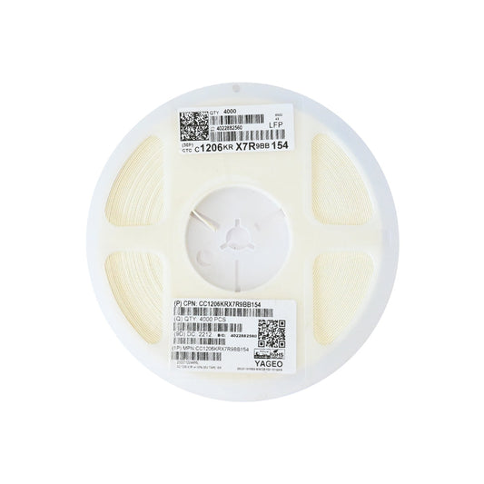 YAGEO 150nf 0.15uf 50V 1206 SMD Capacitor (Pack of 4000) - Electra Traders | Electronic Components & Gadgets India