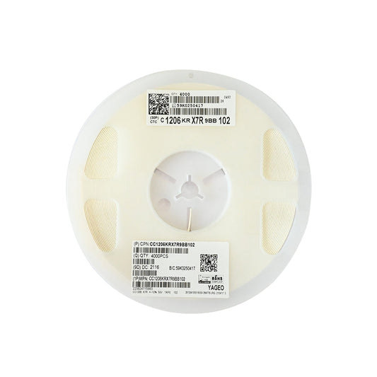 YAGEO 102 1nf 50V 1206 SMD Capacitor (Pack of 4000) - Electra Traders | Electronic Components & Gadgets India