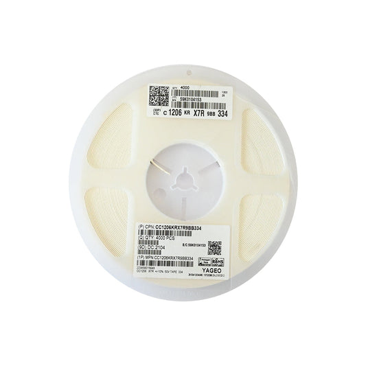 YAGEO 330nf 0.33uf 50V 1206 SMD Capacitor (Pack of 4000) - Electra Traders | Electronic Components & Gadgets India
