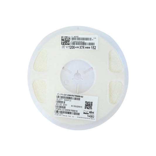 YAGEO 1500pf 1.5nf 50V 1206 SMD Capacitor (Pack of 4000) - Electra Traders | Electronic Components & Gadgets India