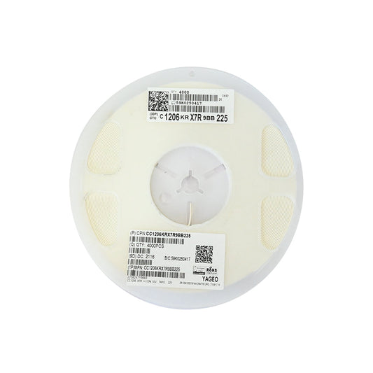 YAGEO 2200nf 2.2uf 50V 1206 SMD Capacitor (Pack of 4000) - Electra Traders | Electronic Components & Gadgets India