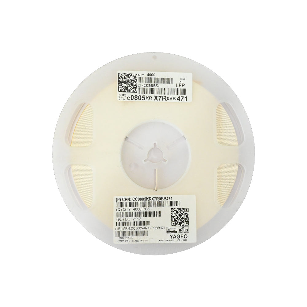 YAGEO 470pf 0.47nf 100V 0805 SMD Capacitor (Pack of 4000) - Electra Traders | Electronic Components & Gadgets India