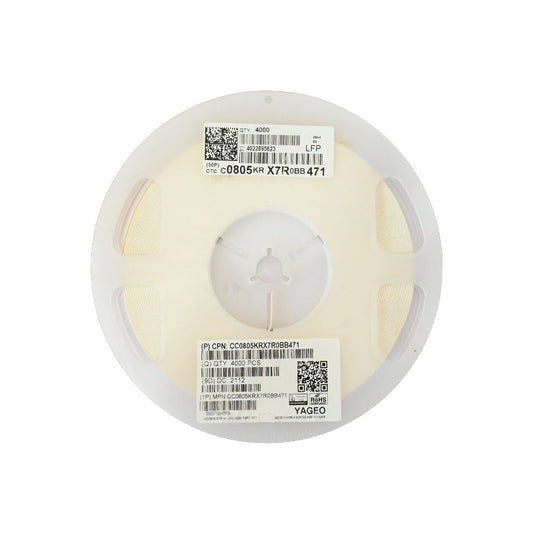 YAGEO 470pf 0.47nf 100V 0805 SMD Capacitor (Pack of 4000) - Electra Traders | Electronic Components & Gadgets India